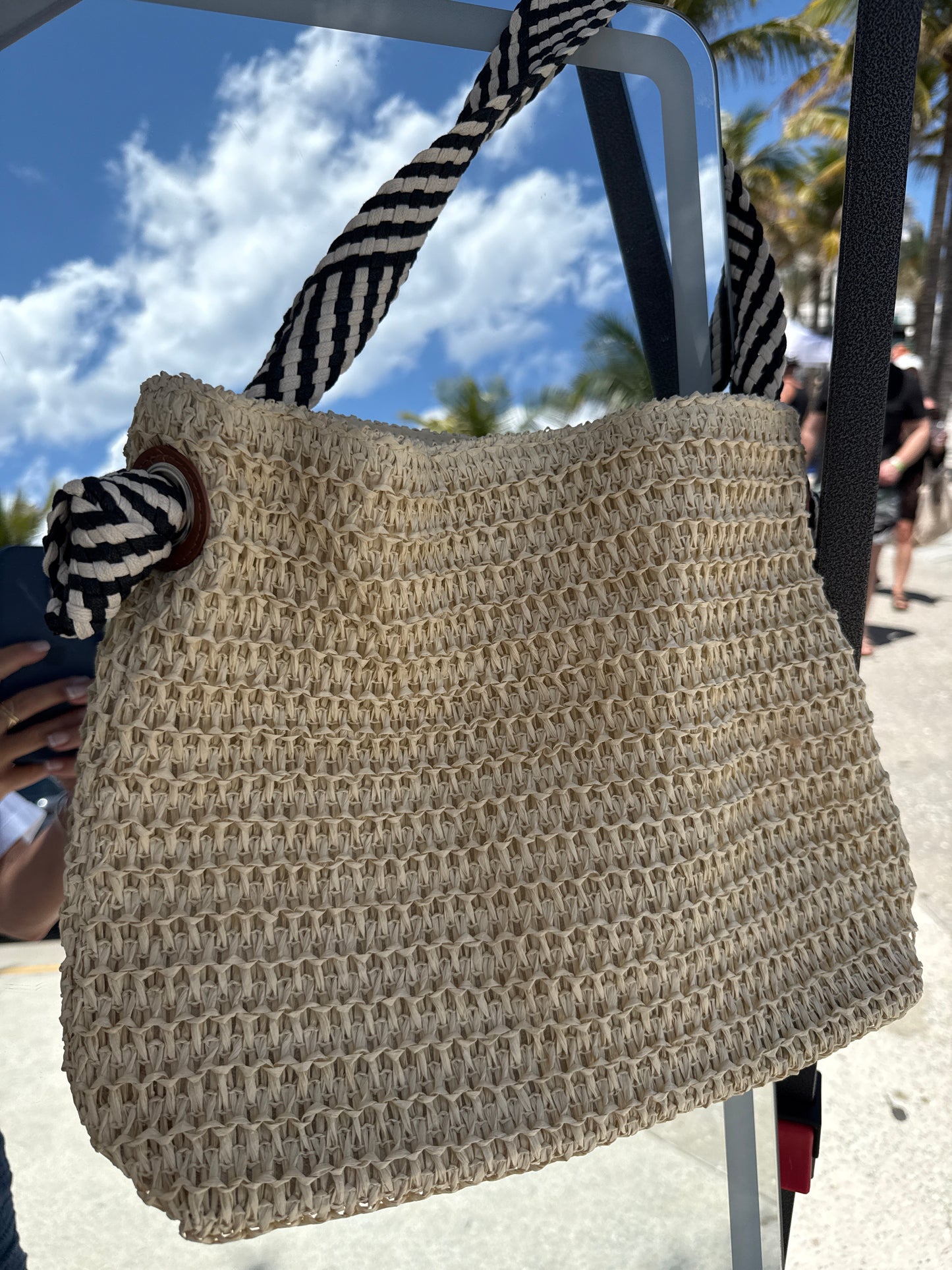 Beach Purse with Striped Strap