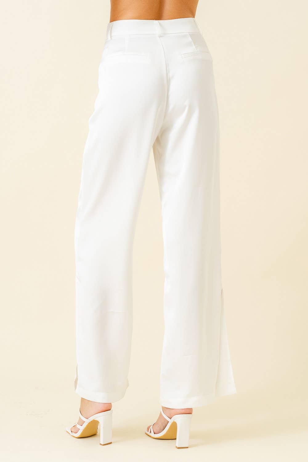 CHIC SILKY SATIN SIDE SLIT PANT