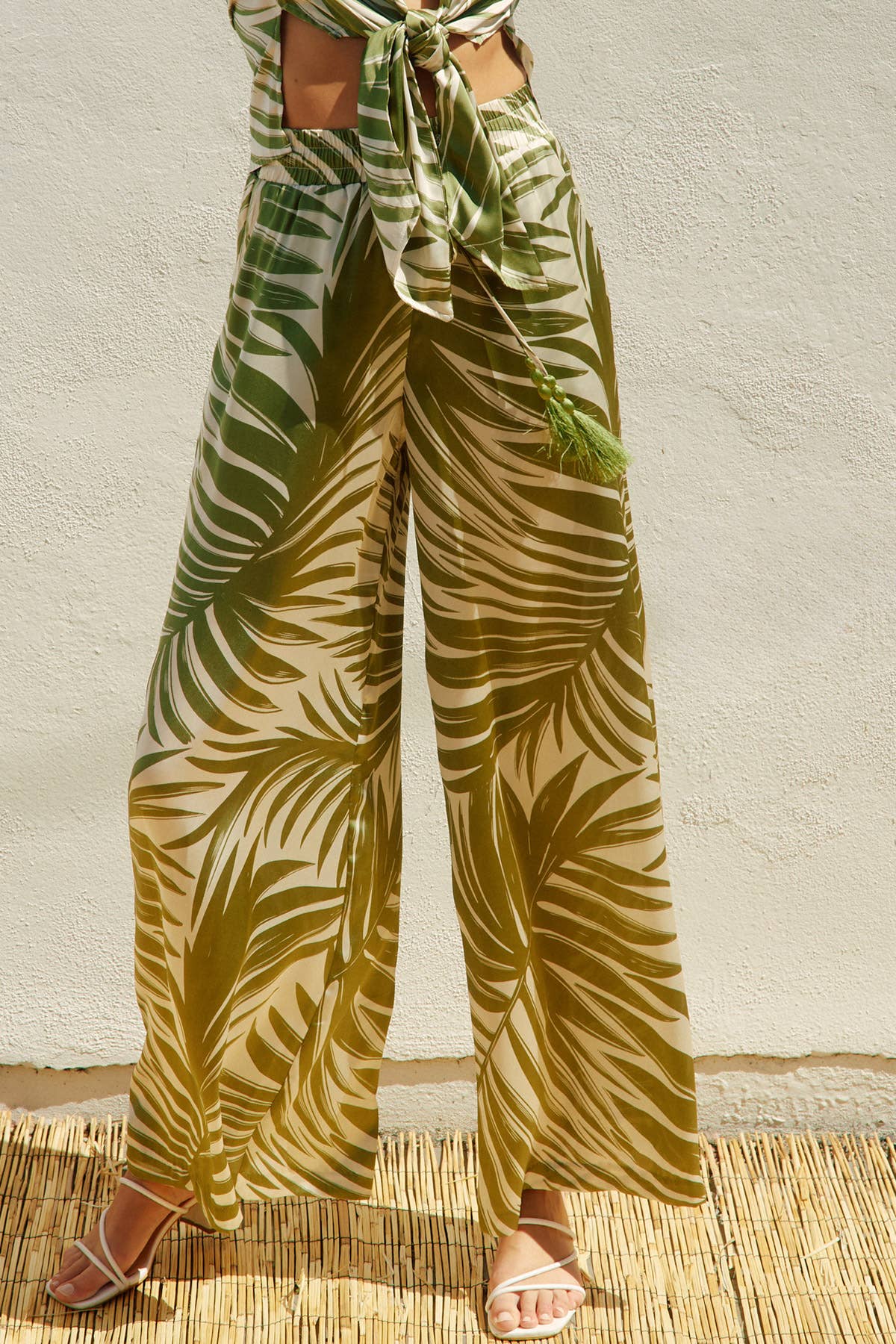 Tropical Wide Leg Pull On Pants