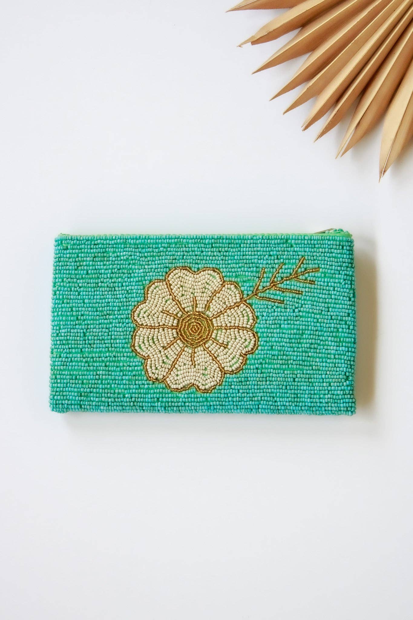 Beach Hibiscus Beaded Clutch