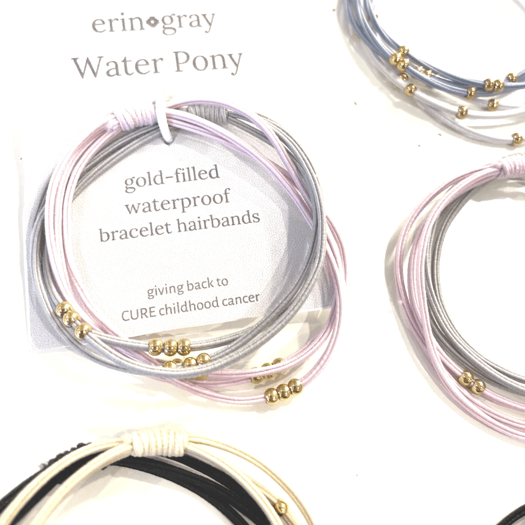 3mm Gold Water Pony Waterproof Bracelet Hair Bands in Gray and Pink(#5)