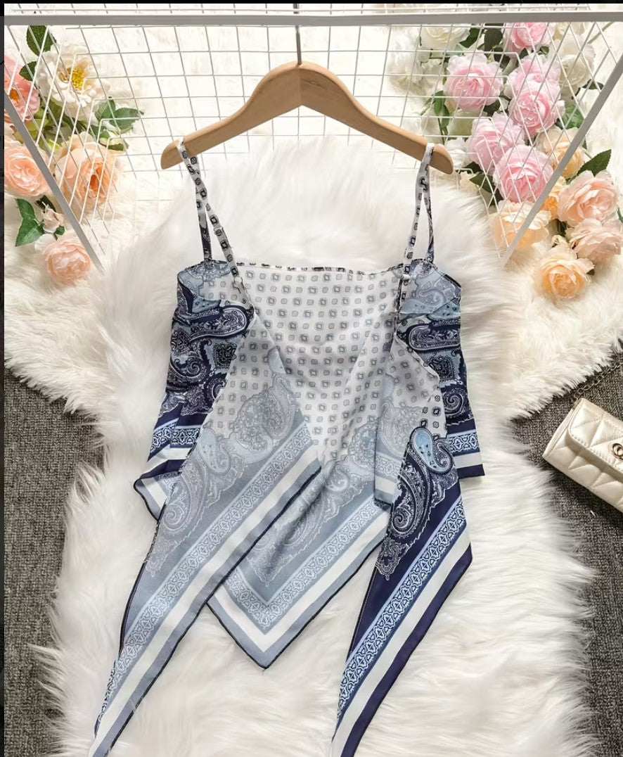 Blue Scarf With Straps