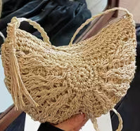 Woven Crossbody Bag with Tassel Detail