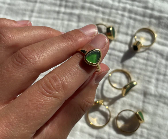 Green Sea Glass Ring 6
