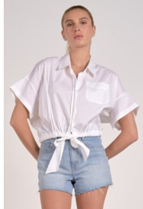 Short Sleeve Tie Blouse