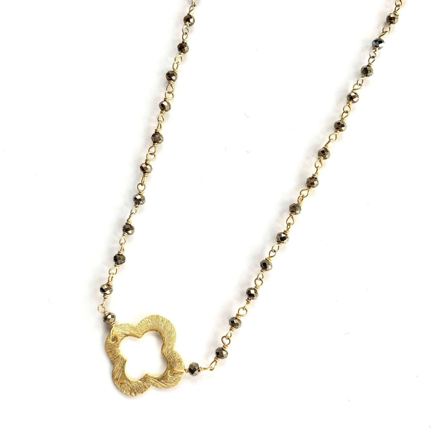 Pyrite + Clover Short Necklace