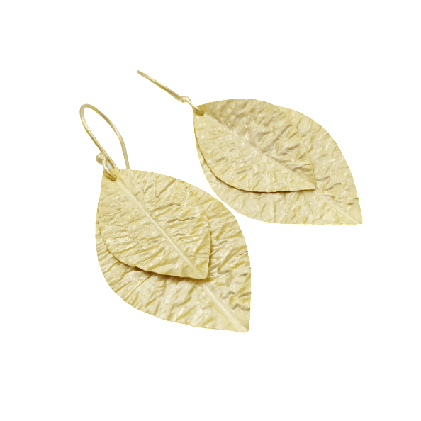Cabo Double Leaf Earring in Gold Foil