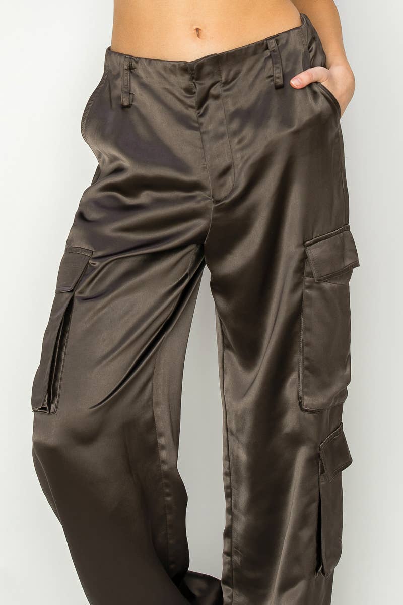 Smoke Satin cargo pants