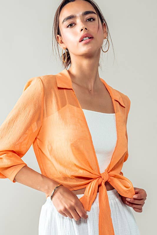 CHIFFON DRAPE TIE SHIRT