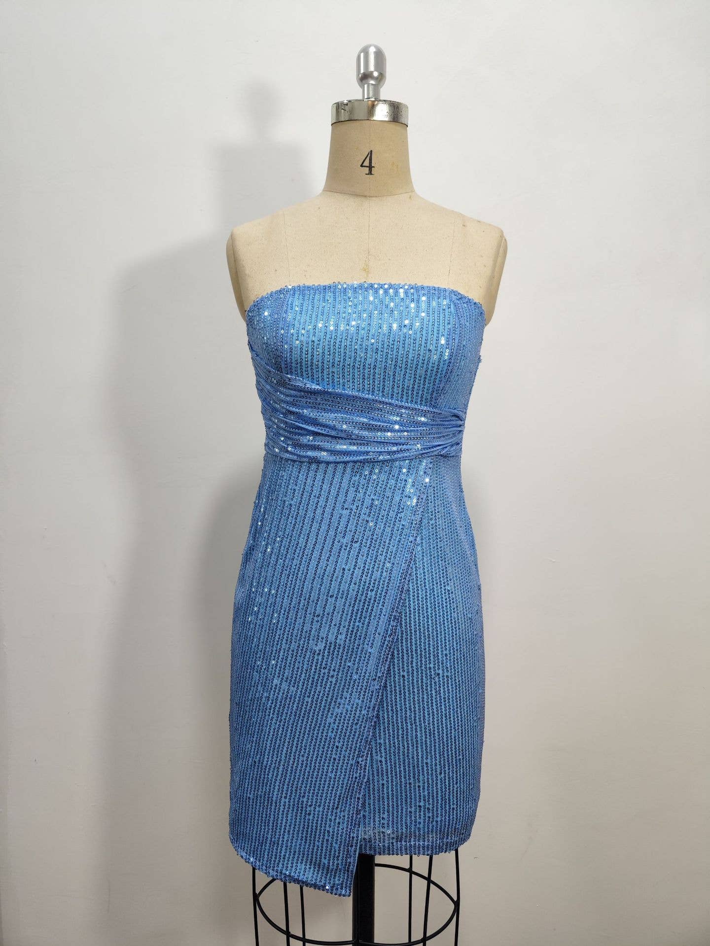 Sequin bandeau wrap hip party dress