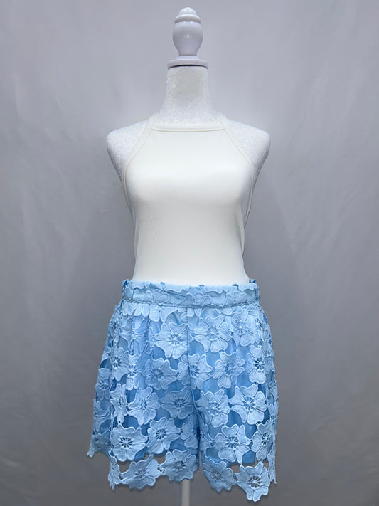 Floral Lace Shorts | LT BLUE