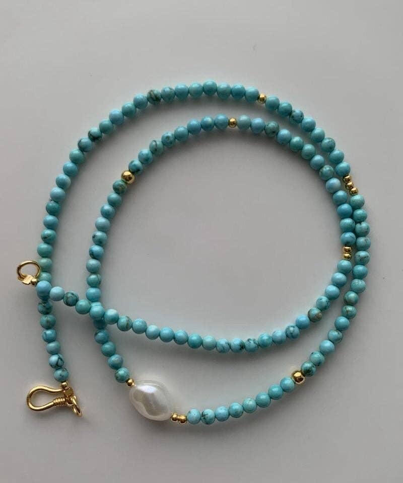 Turquoise Sterling Silver Pearl Necklace