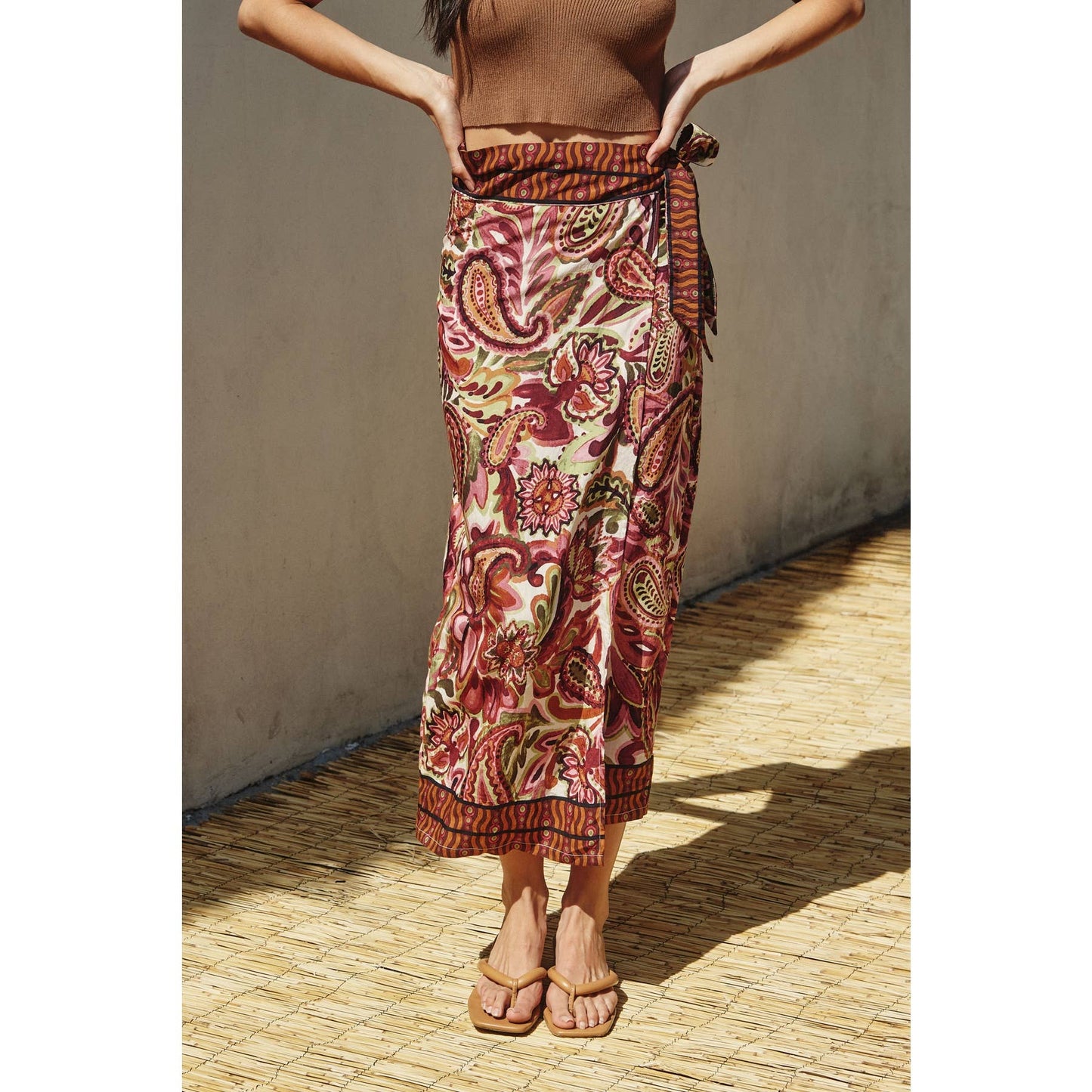 Lotus Border Wrap Skirt