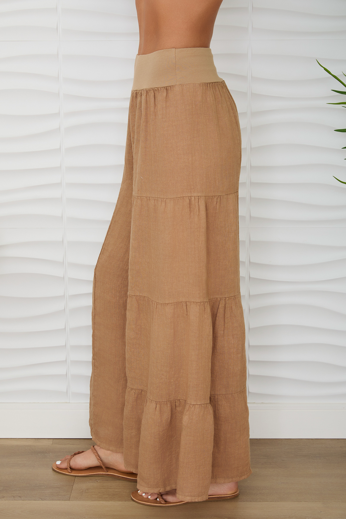 LINEN TIERED PALAZZO PANT (2-36/255005-SOLID)