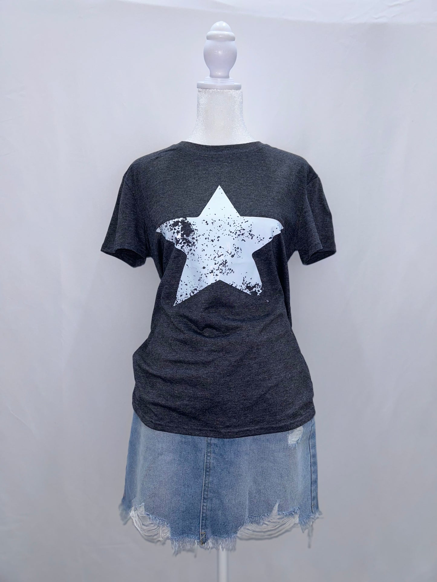 Star Print Crew Neck T-Shirt S