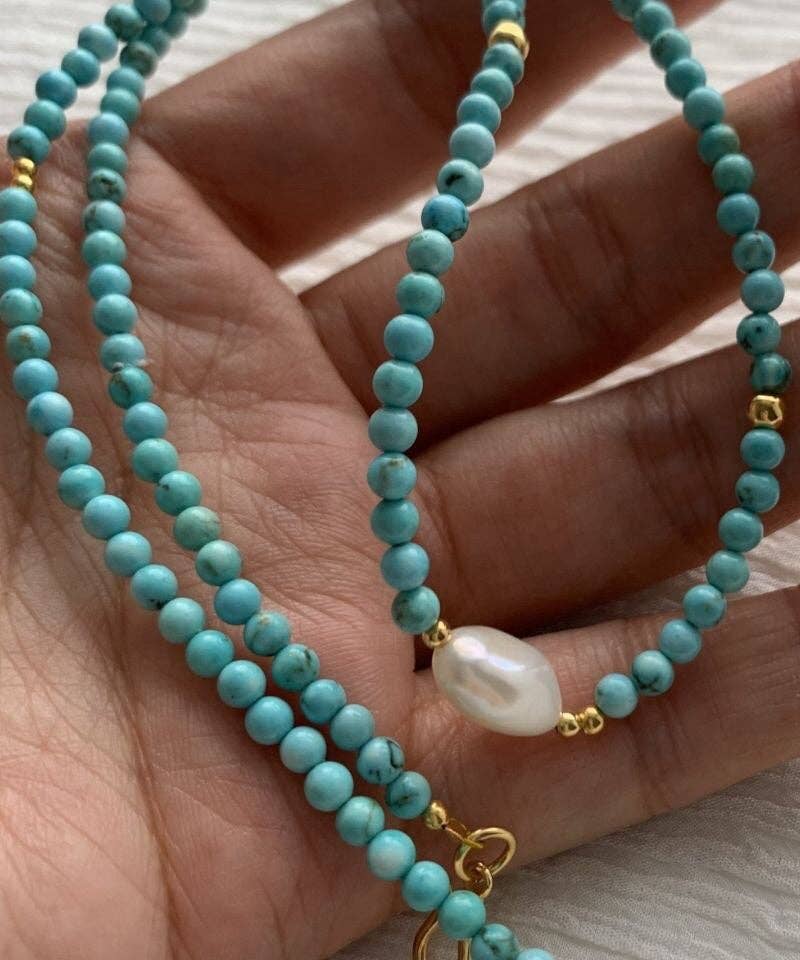 Turquoise Sterling Silver Pearl Necklace