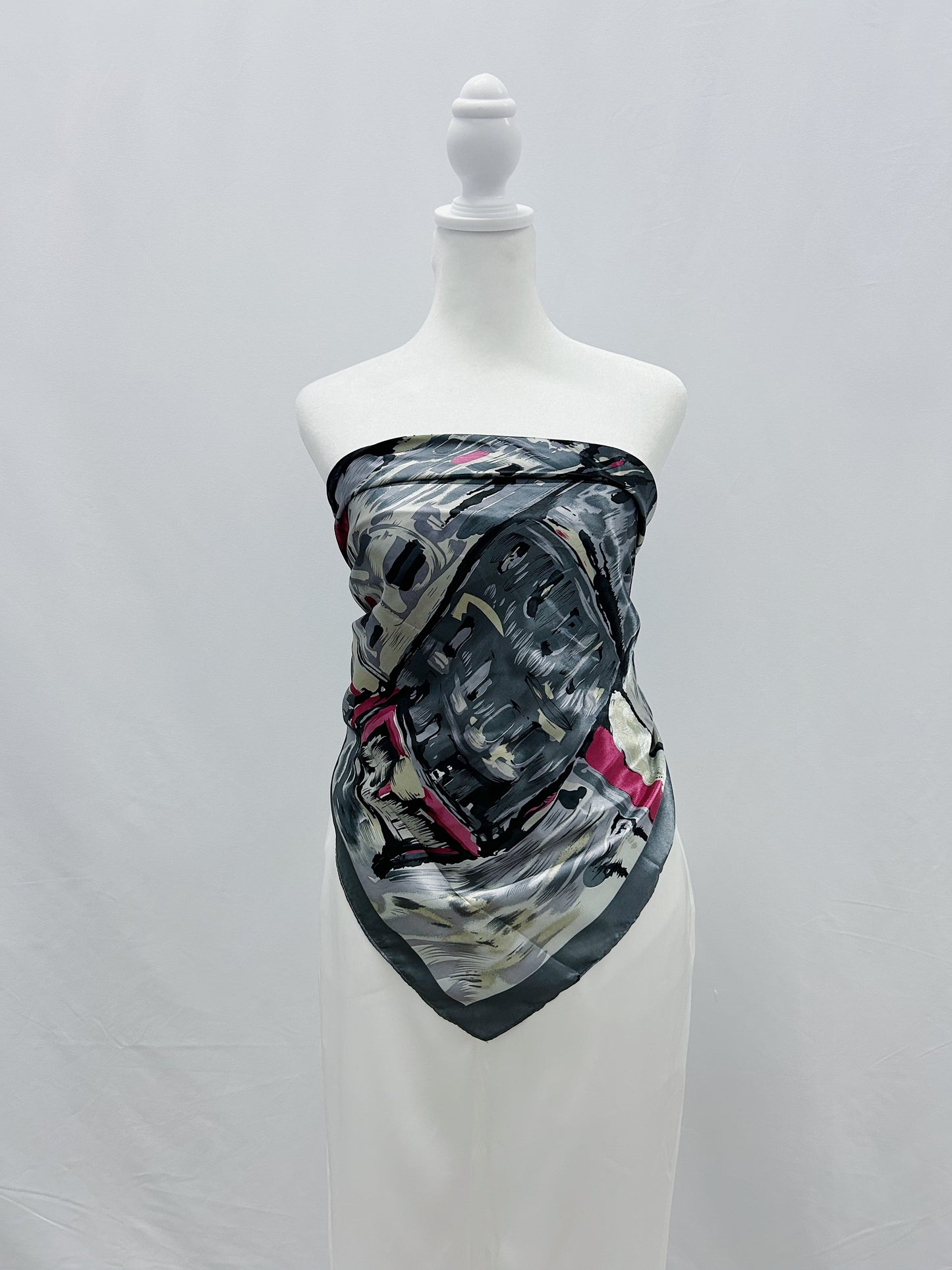 35" Pink and Gray Scarf