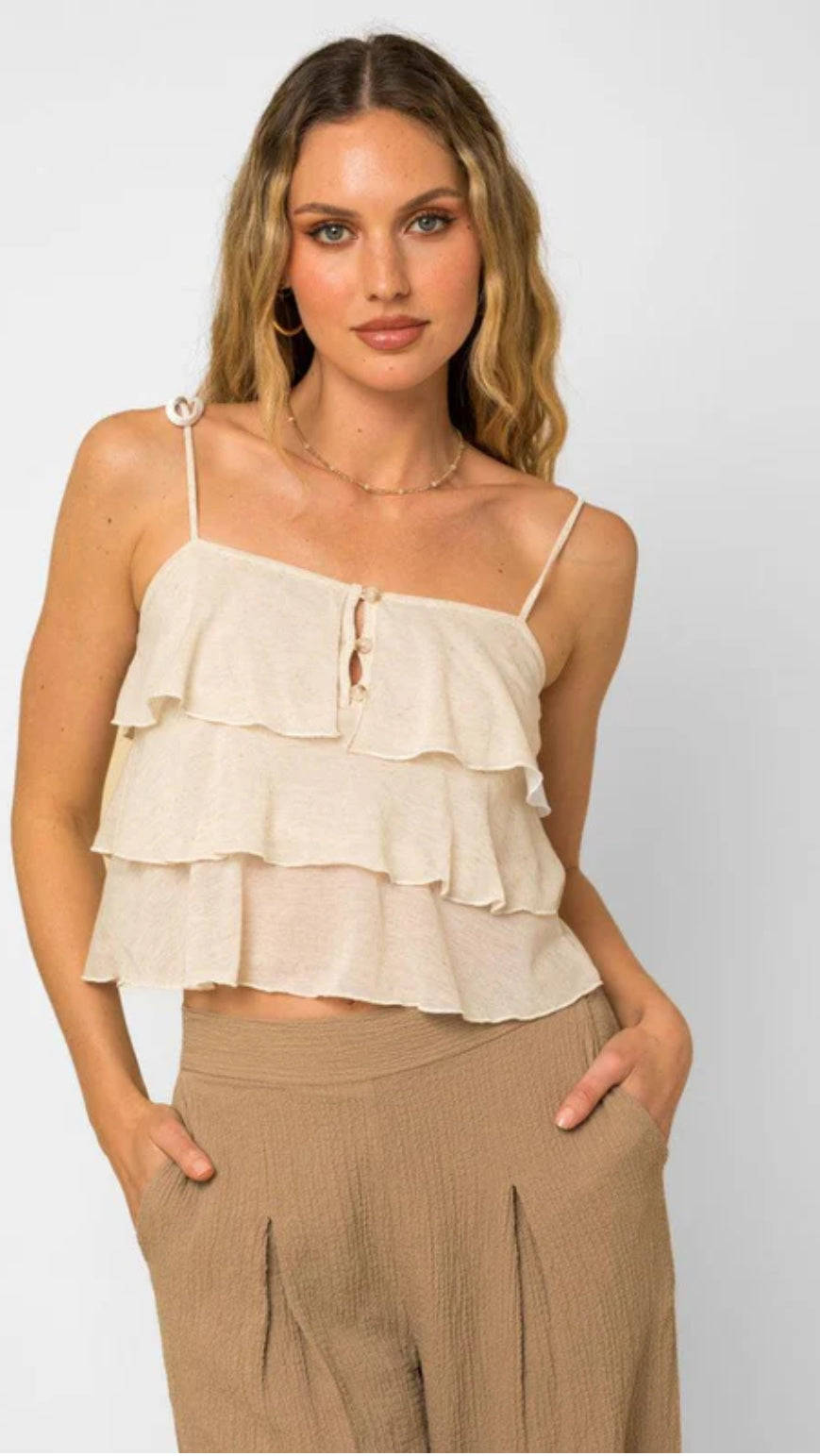 Sleeveless Ruffle Cami Top