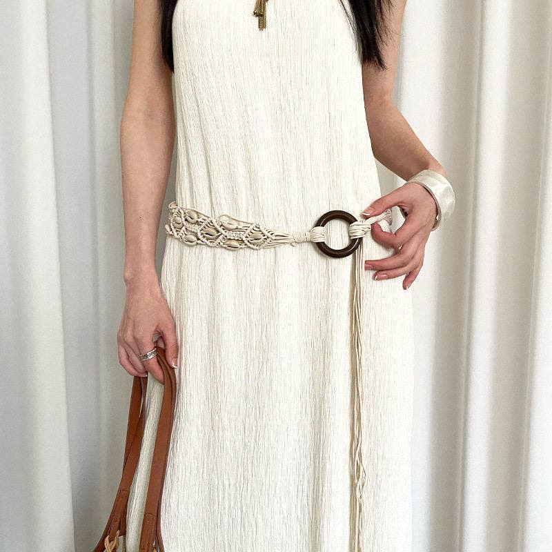 Bohemian Wide Shell Belt For Women With Dresses