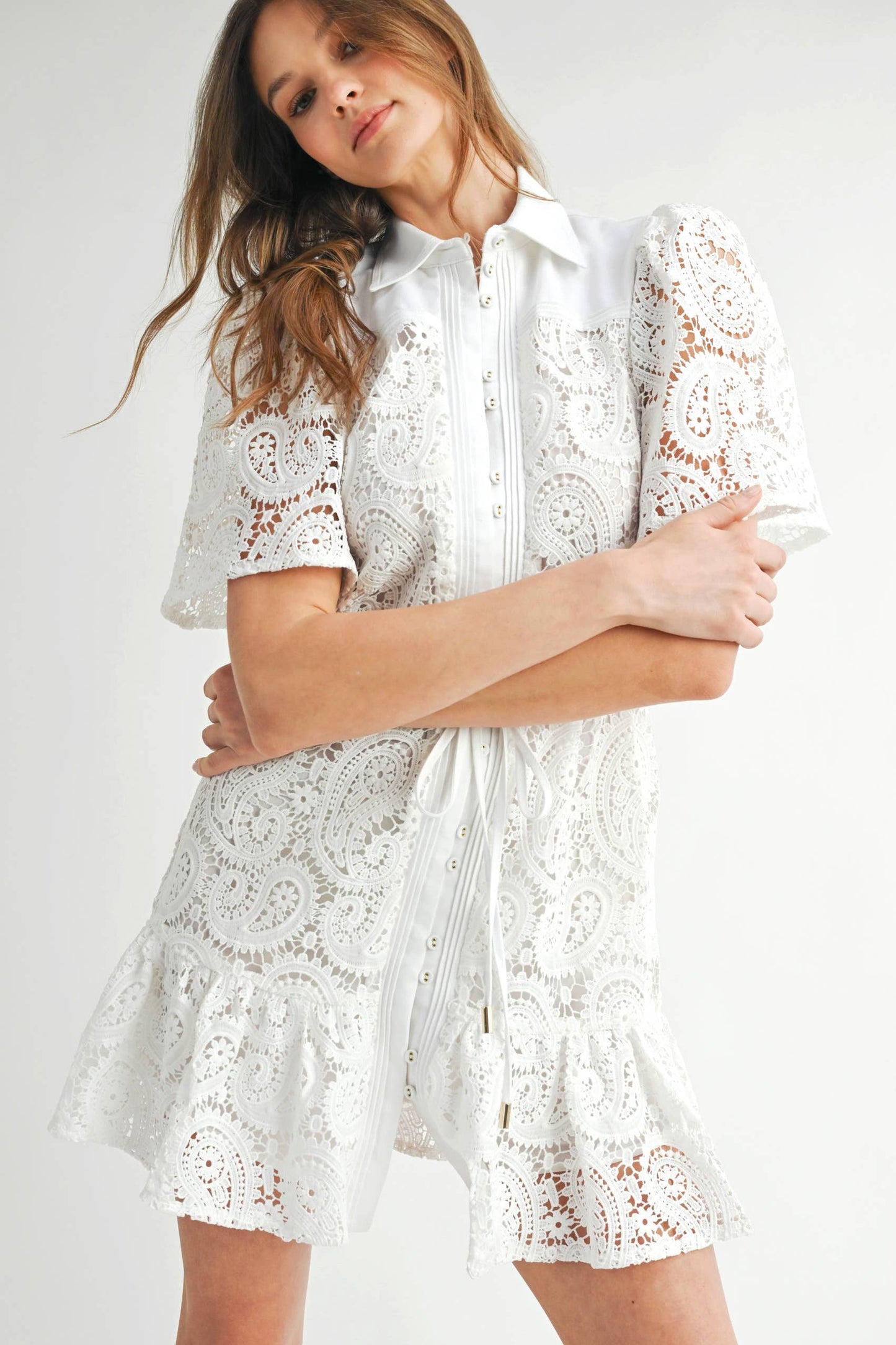 Elegant Eyelet Mini Dress