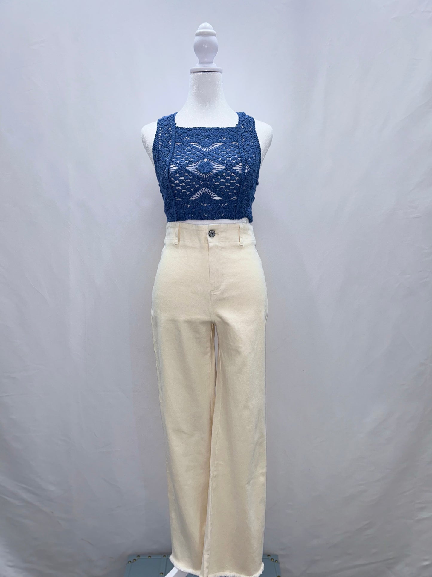 High Waisted Flare Pants Beige XL