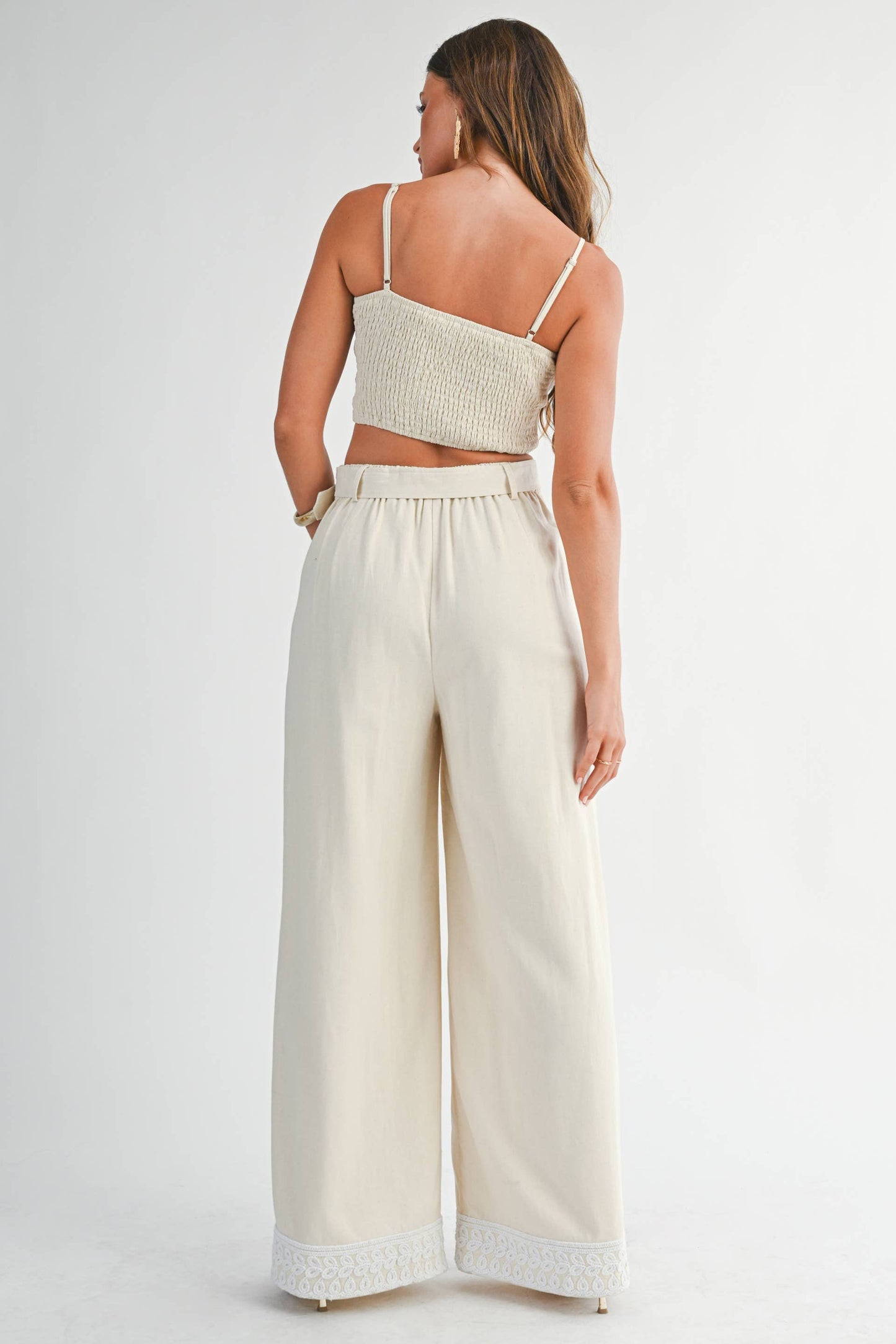 Embroidered Coastal Wide Leg Pants