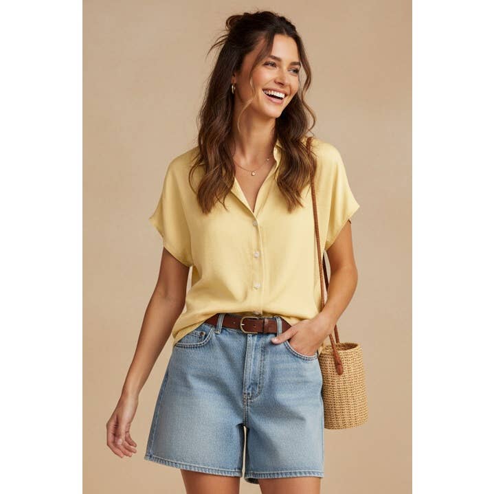 Drop Shoulder Button Up Blouse