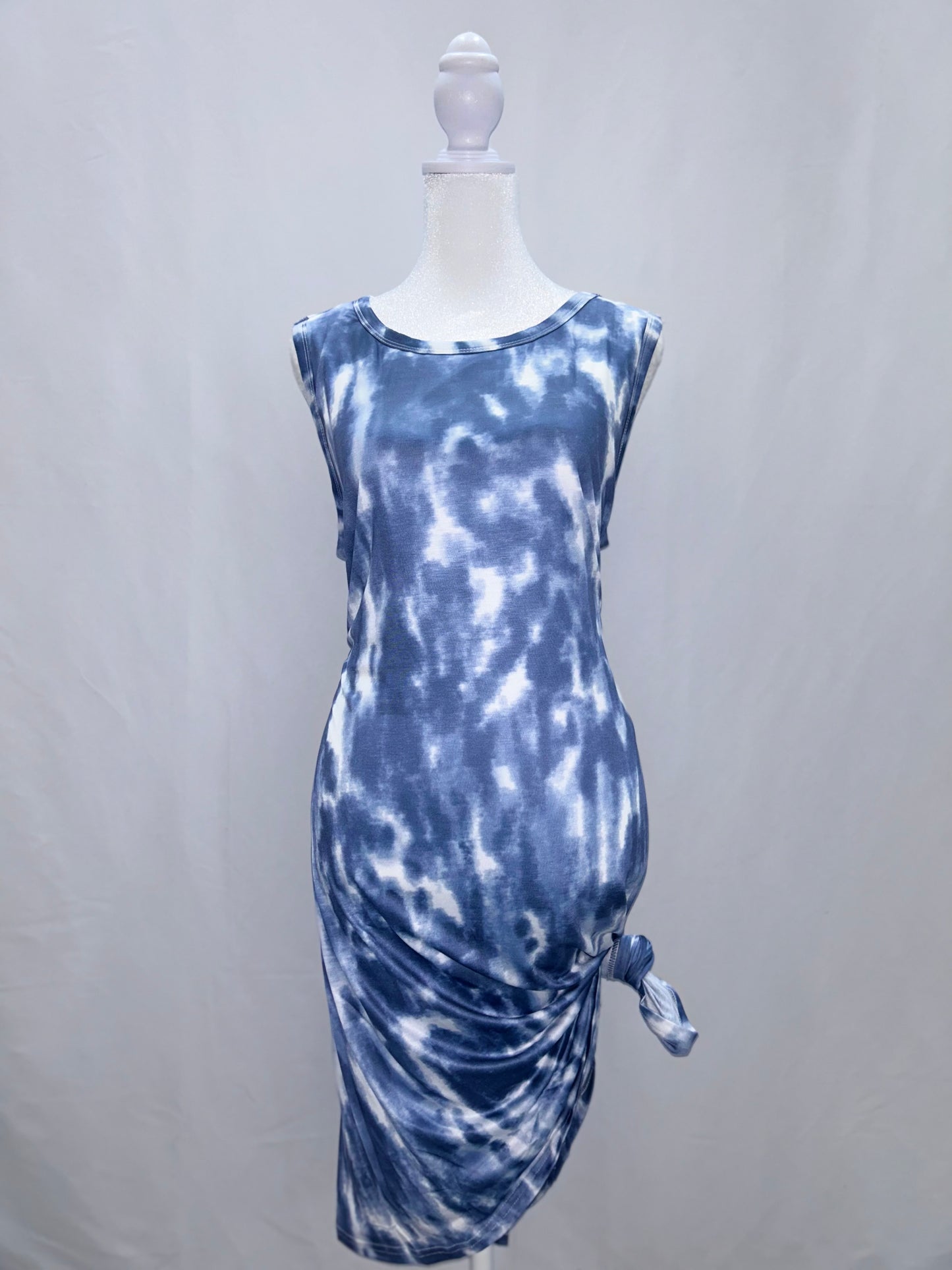 Round Neck Navy Tie Dye Dress (L)