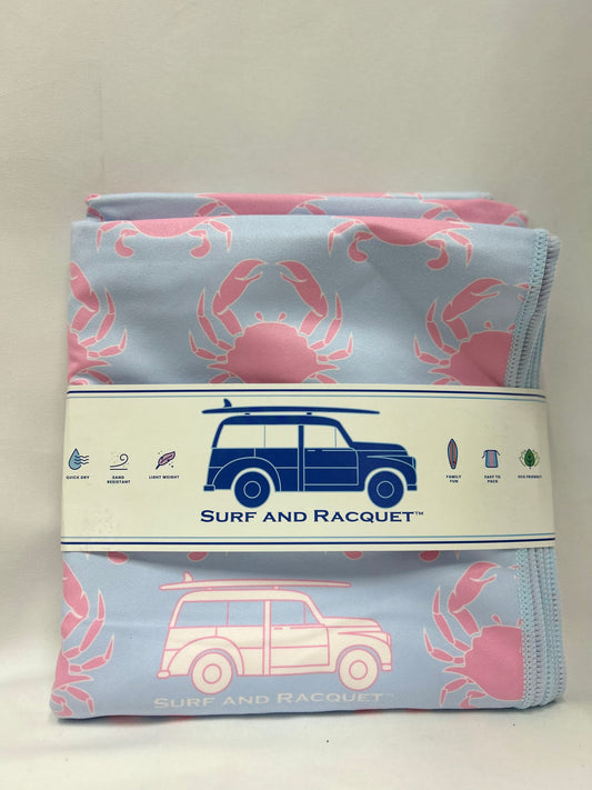 Crab Quick Dry Towel | Blue & Pink