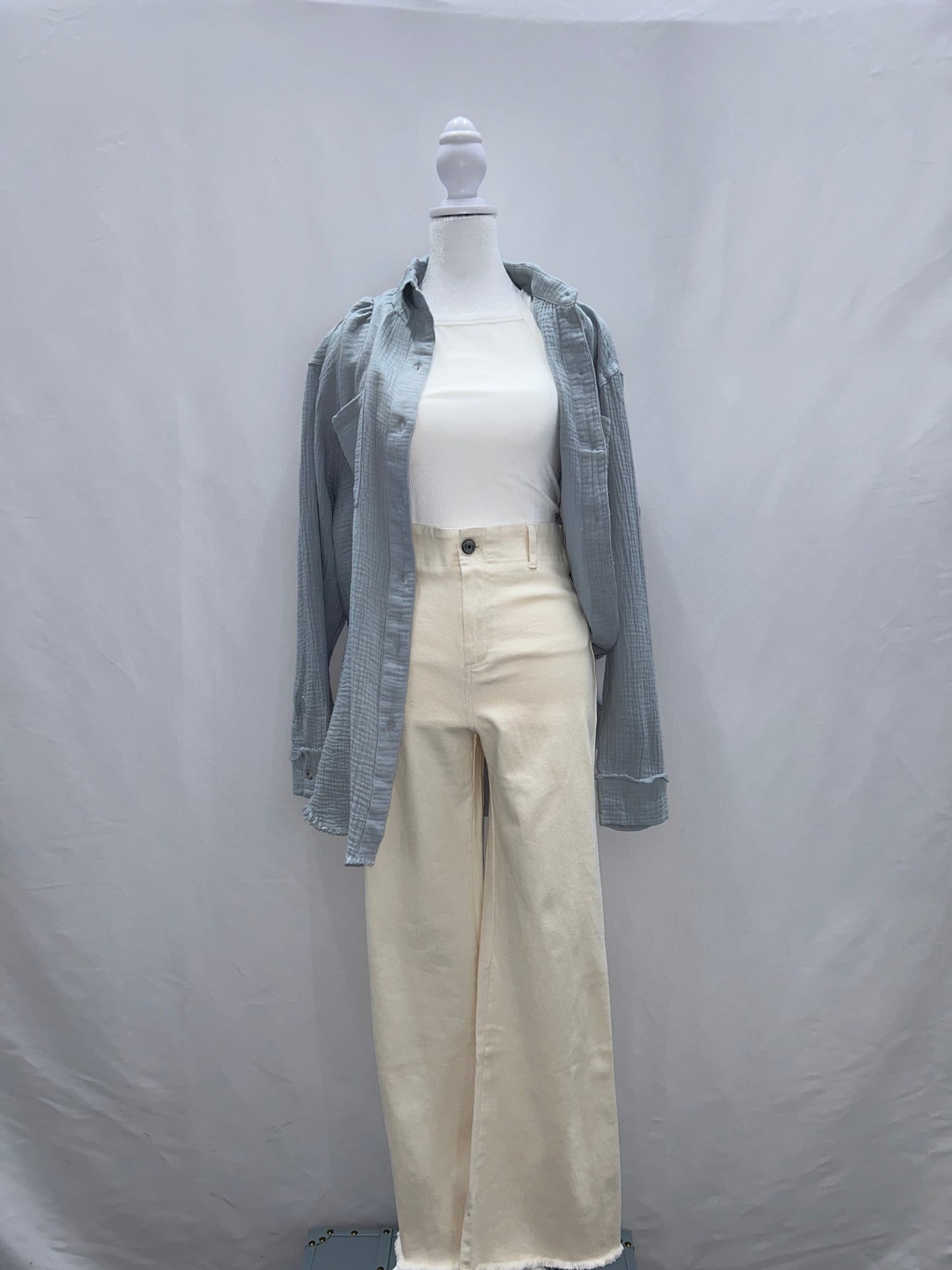 High Waisted Flare Pants Beige XL