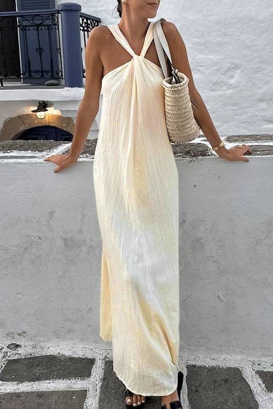 Beach casual Sleeveless halter dress