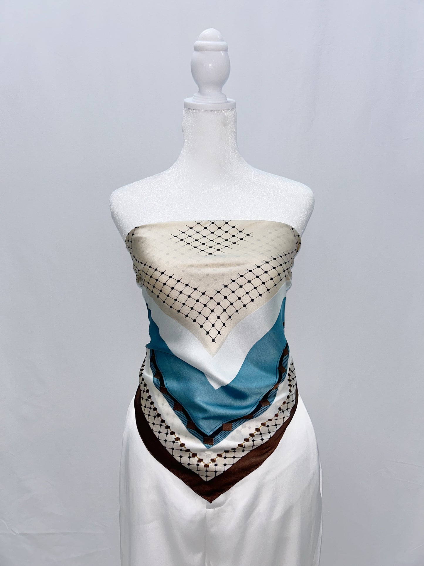 27" Aqua and Brown Scarf