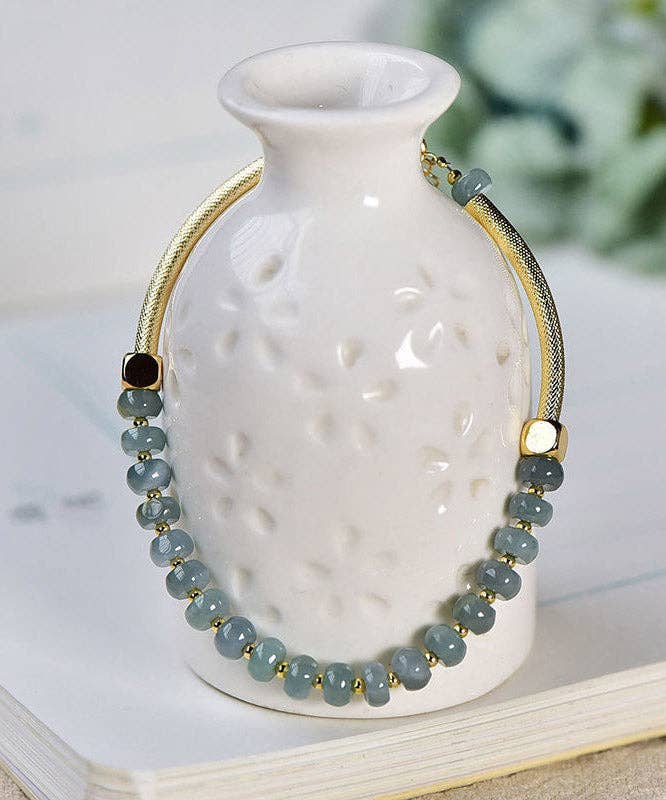 Blue 14K Gold Agate Chain Bracelet