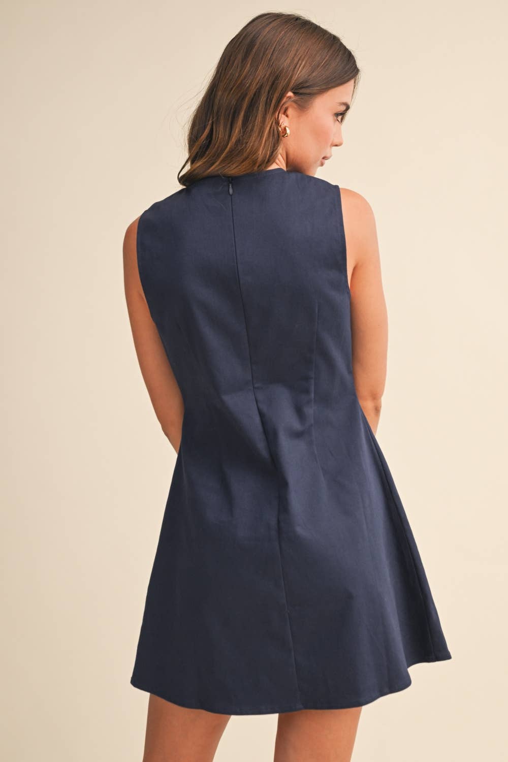 RIBBON BOW TWILL MINI DRESS