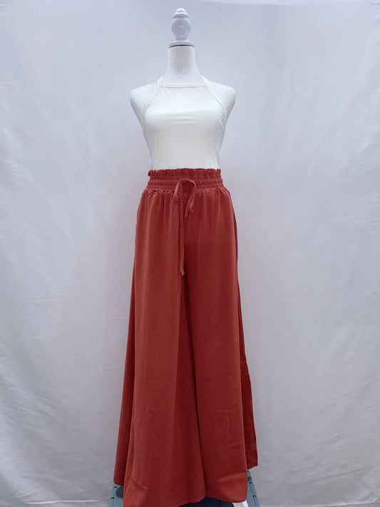 High Waist Wide Leg Daily Pants Orange L