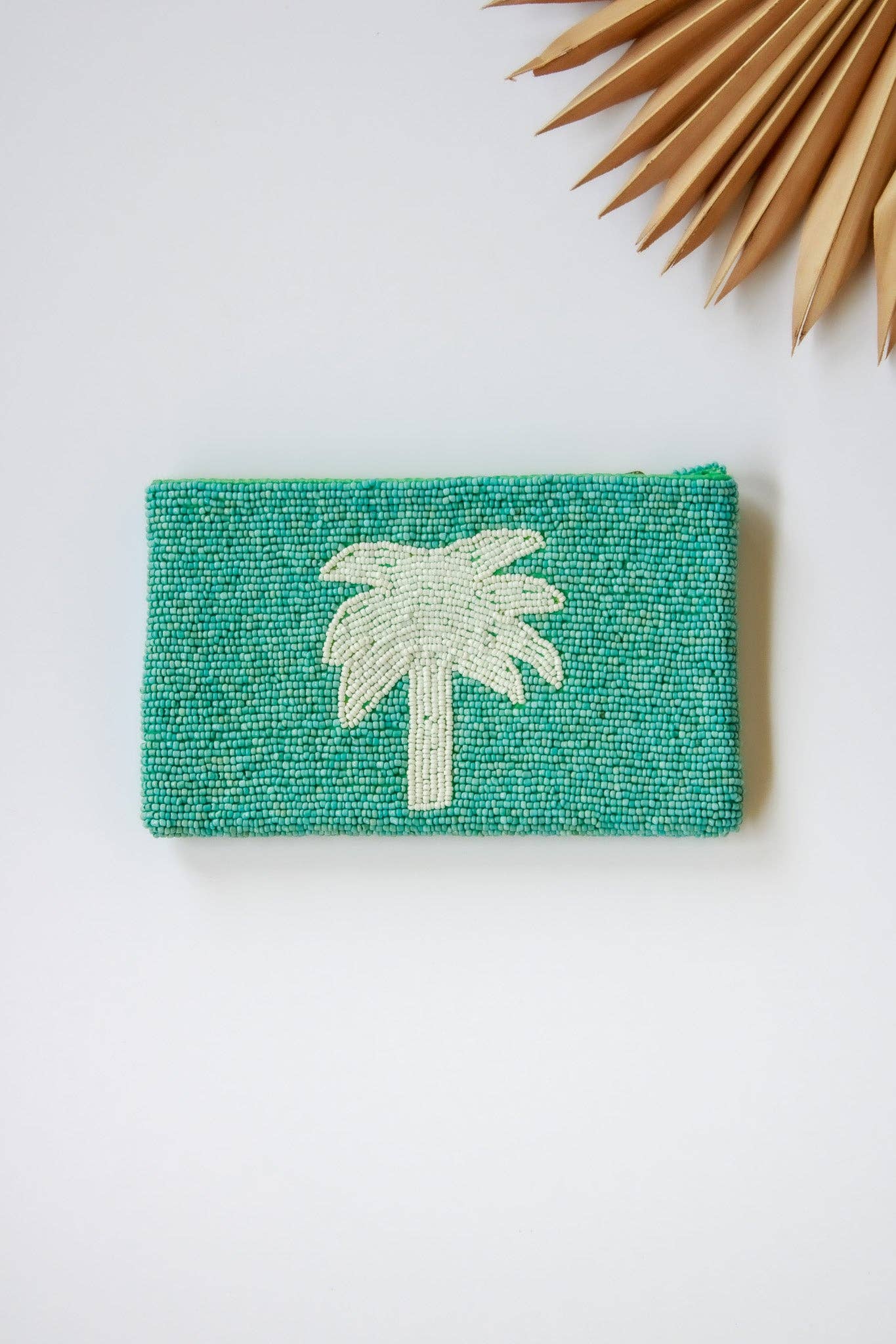 Palm Tree Beaded Clutch