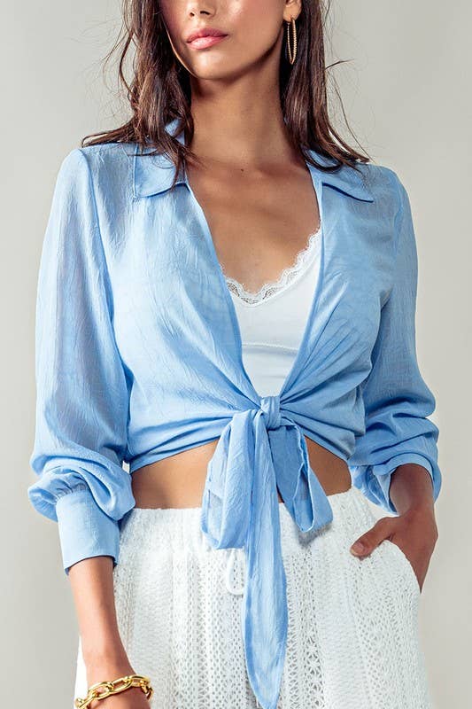 CHIFFON DRAPE TIE SHIRT