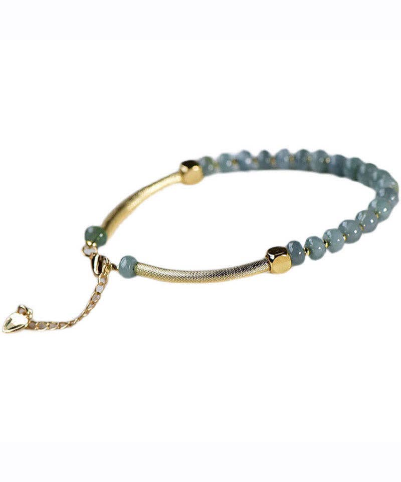 Blue 14K Gold Agate Chain Bracelet