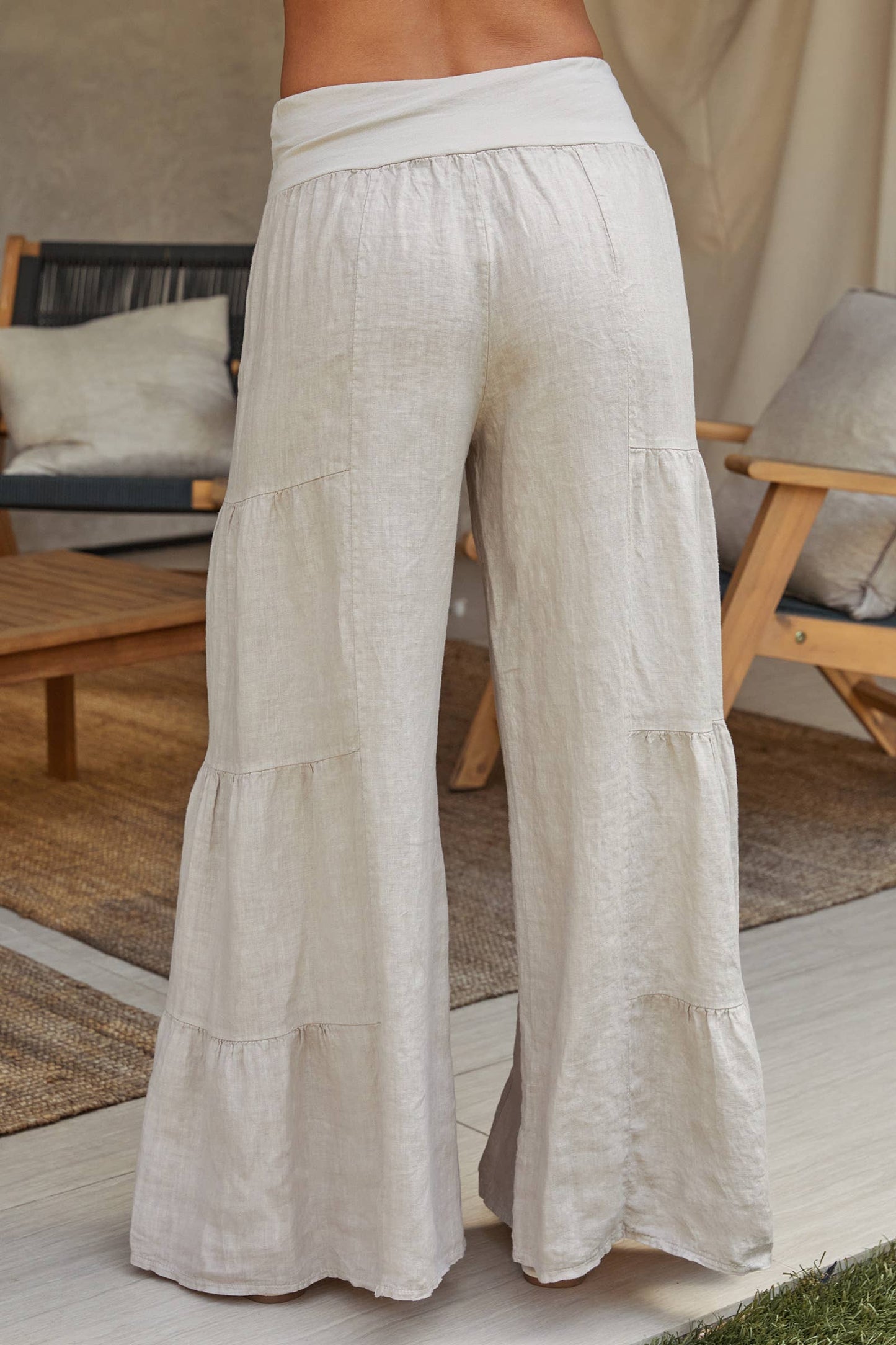 LINEN TIERED PALAZZO PANT (2-36/255005-SOLID)