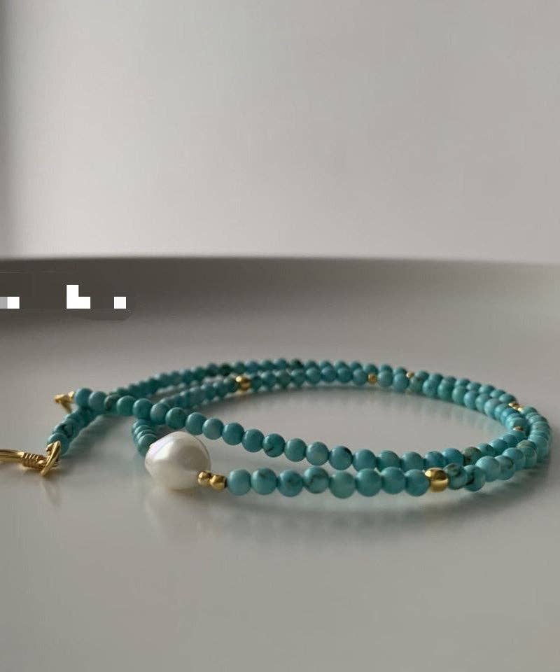 Turquoise Sterling Silver Pearl Necklace