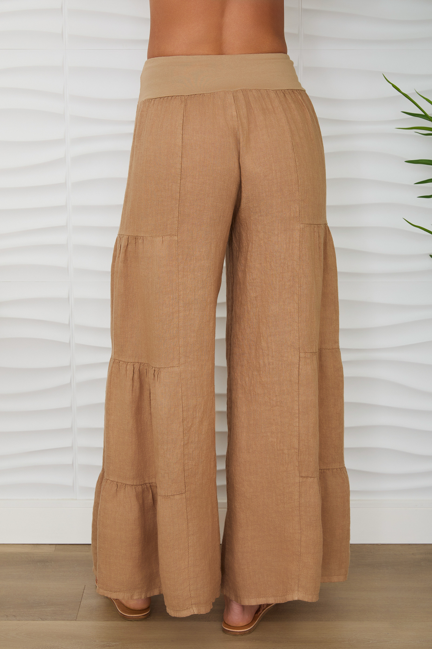 LINEN TIERED PALAZZO PANT (2-36/255005-SOLID)
