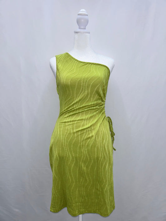 One Shoulder  Cut Out  Dress Green XL