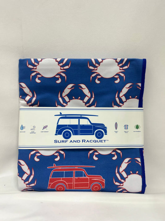 Crab Quick Dry Towel | Navy & Red