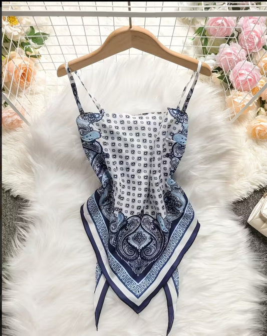 Blue Scarf With Straps