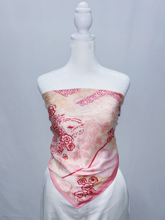 27" Pink Floral Scarf