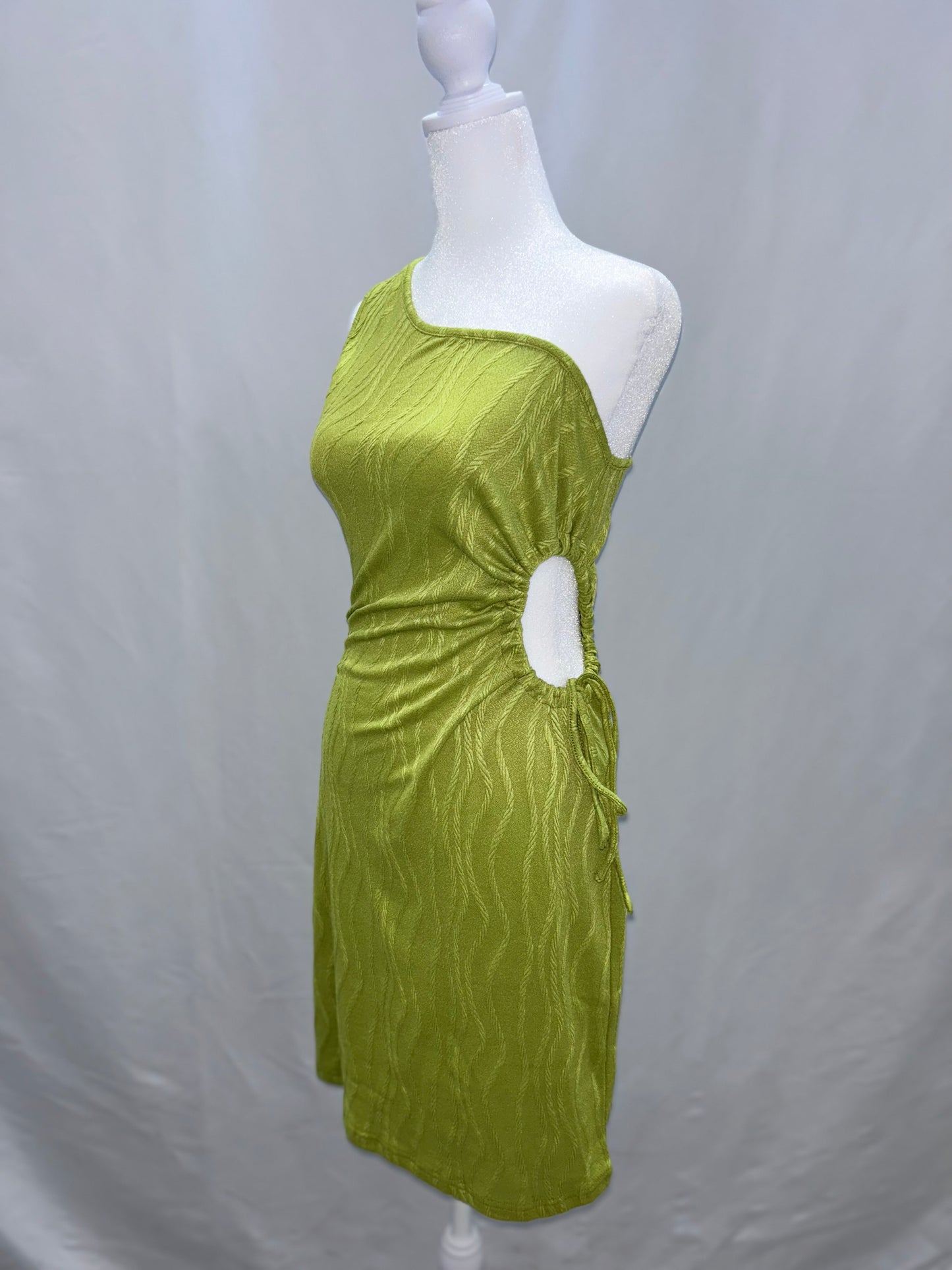 One Shoulder  Cut Out  Dress Green XL