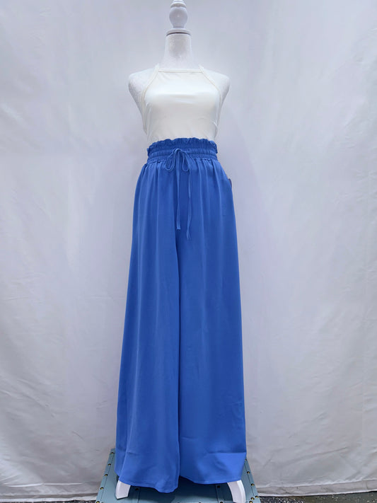 High Waist Wide Leg Daily Pants BLUE M