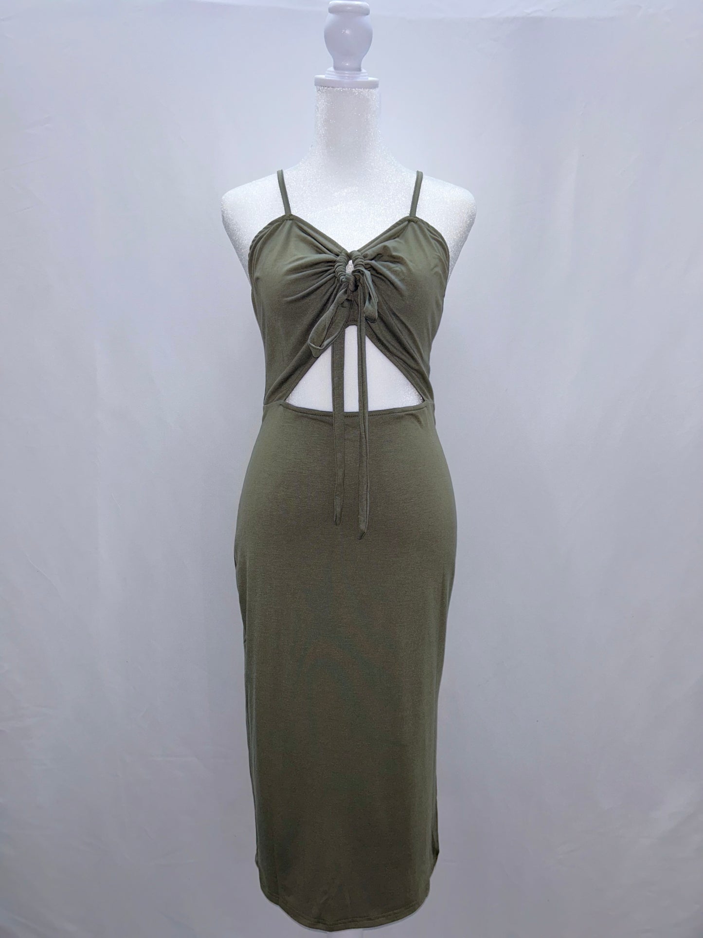 Olive Mid Cut Out Dress W/Slit (L)