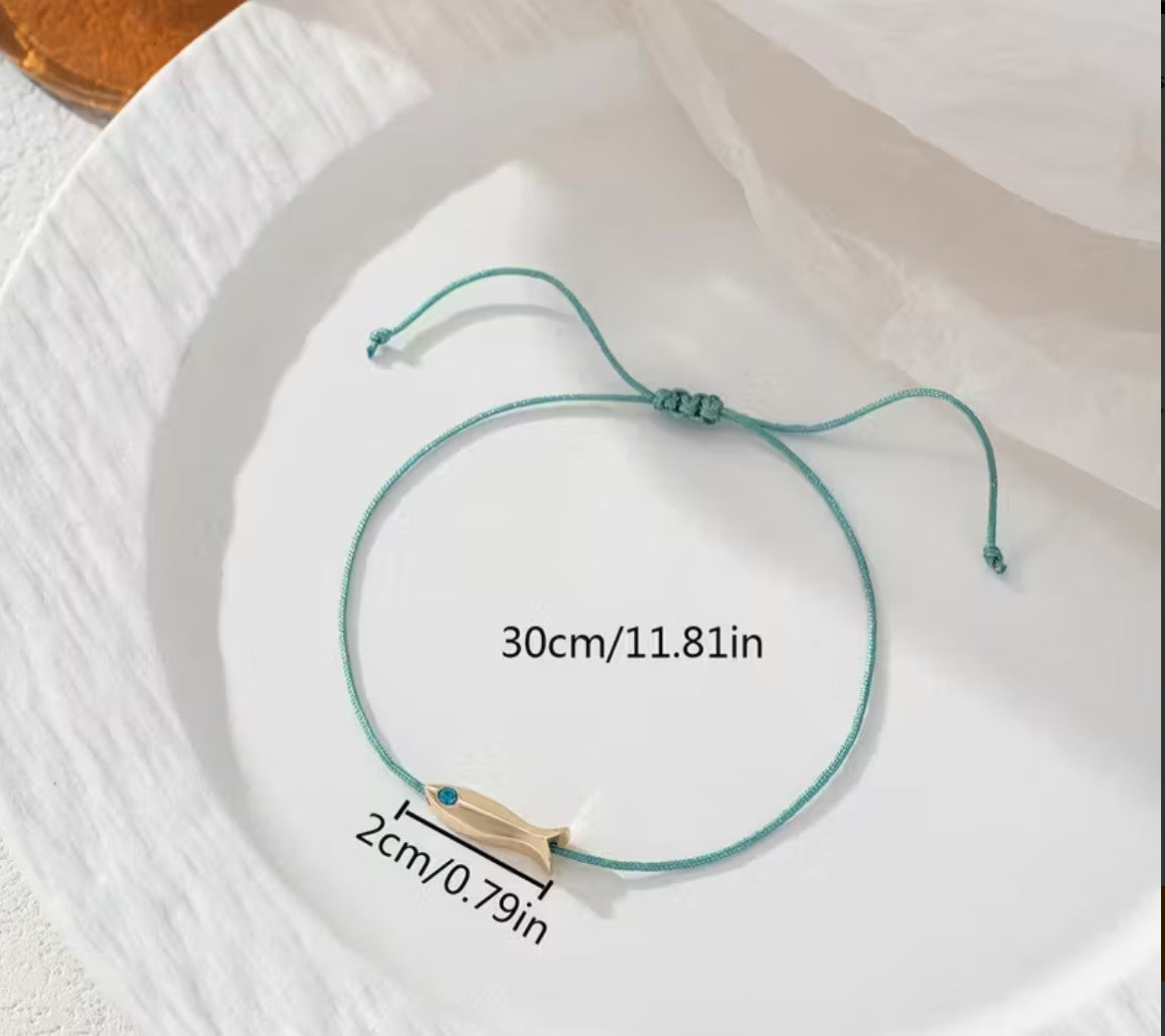 Fish Charm Adjustable Anklet or Bracelet