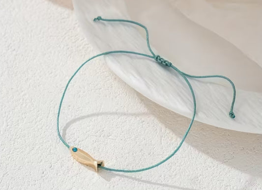 Fish Charm Adjustable Anklet or Bracelet